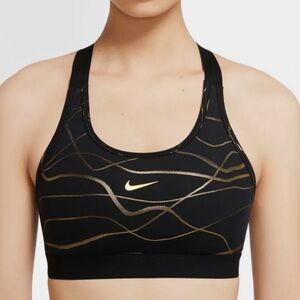 Nike Women's Black and Gold Wave Athletic Sports Bra Sz-XS.  R18